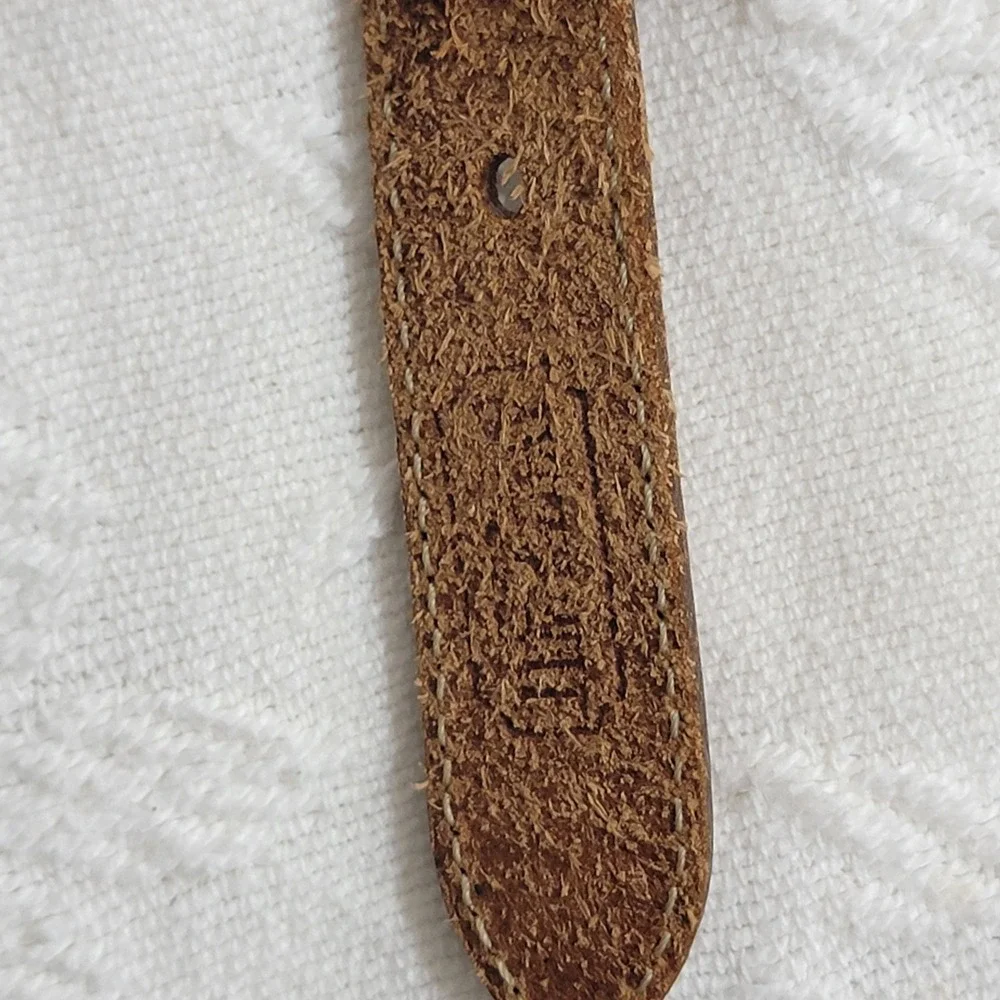 VTG L.L. Bean Braided Cotton Webbing Leather Belt Olive Green 36 SEE MEASUREMENT
